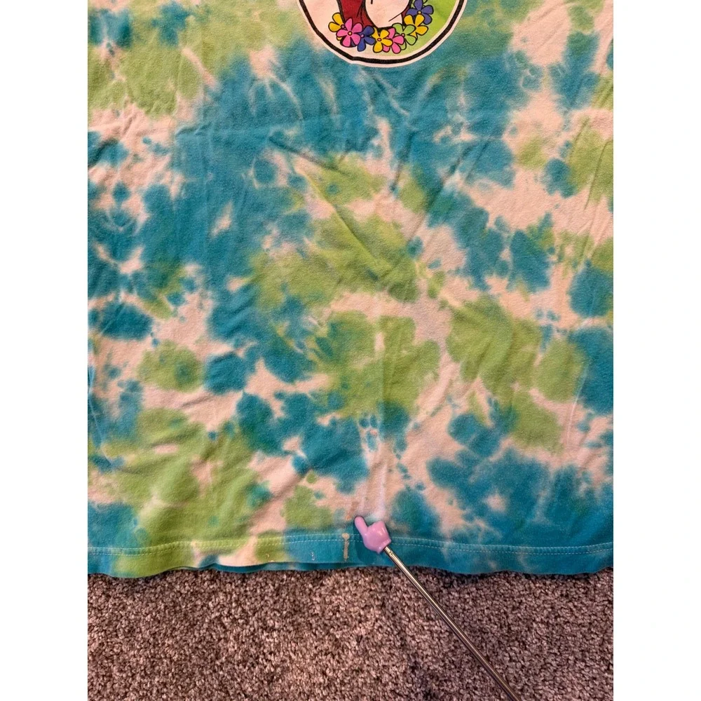 Buc-ee's T-Shirt Mens XL Blue Green Tie Dye Leid Back Flamingo Graphic Tee